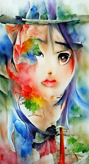 Anime Self-Portrait in Watercolor Style