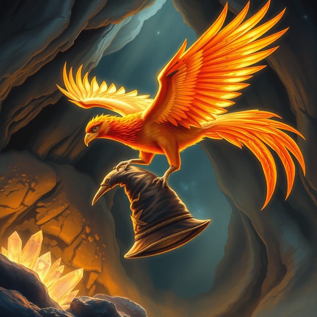 Phoenix Presents Sorting Hat in Mystical Cavern