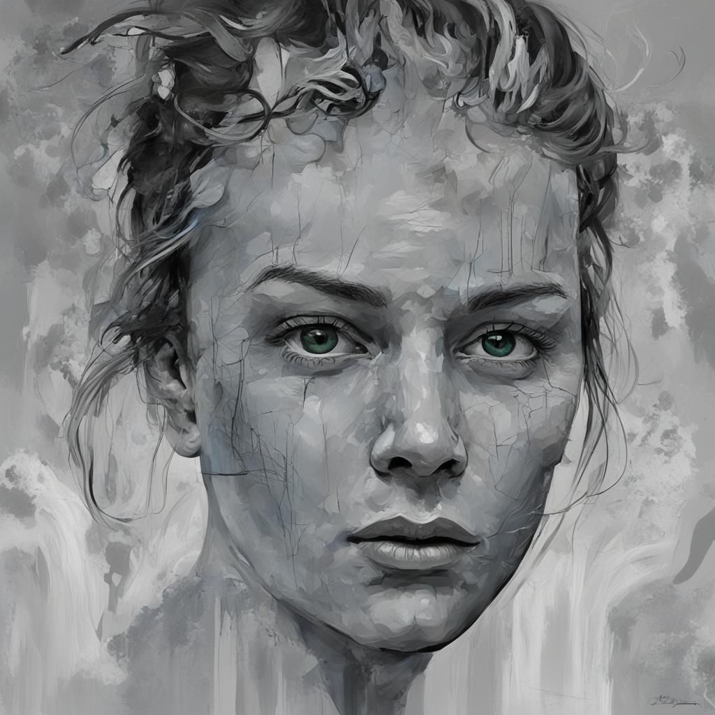 Abstract Portrait Painting in Flowing Picasso Style