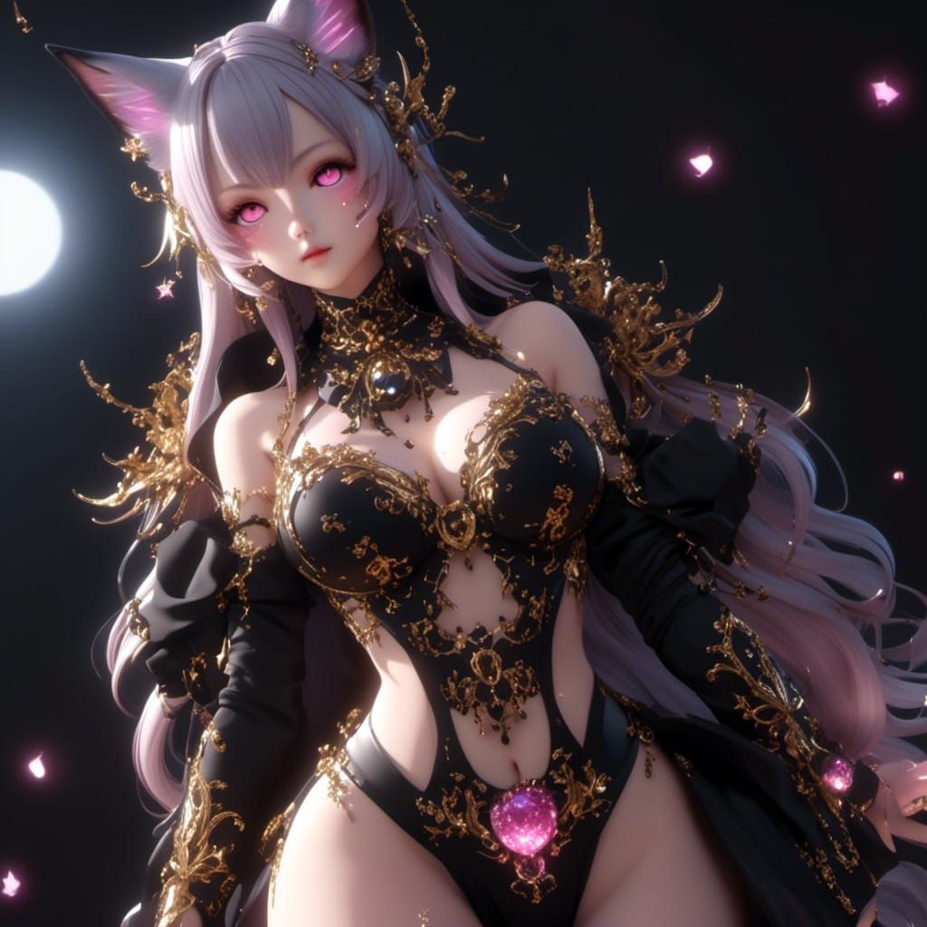 Kawaii anime cat-girl.