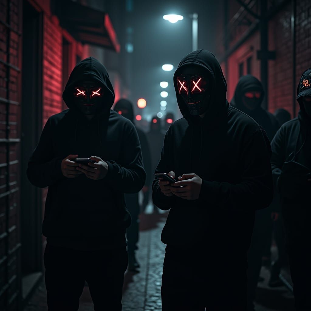 Midnight Raid in a Gritty, Cyberpunk Cityscape