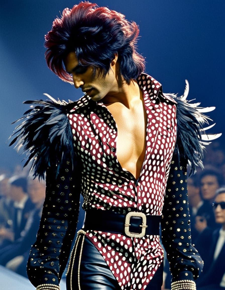 Glam Rock Icon in Flamboyant Attire