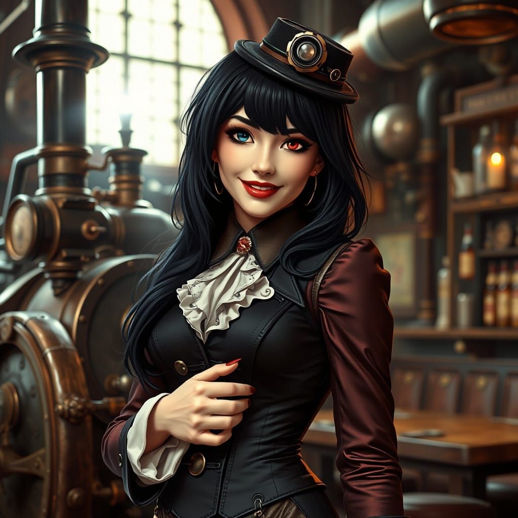 Steampunk Siren in a Victorian Pub