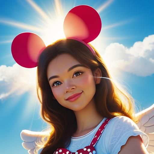 Disney Angel with Minnie Ears in Heaven