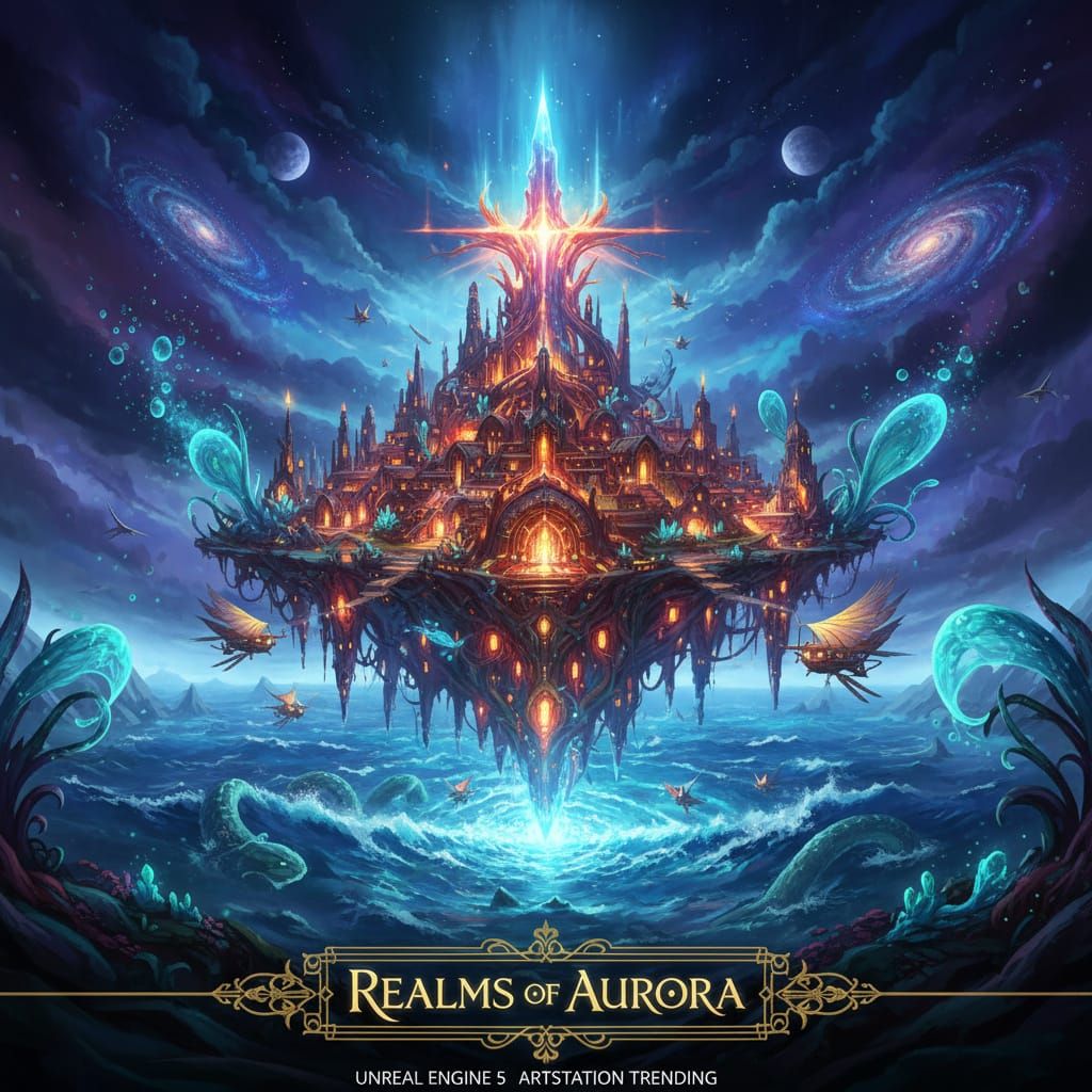 Fantastical Matte Painting with Intricate Detail and Deep Co...