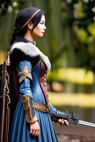 Medieval Female Guard Captain with Sword