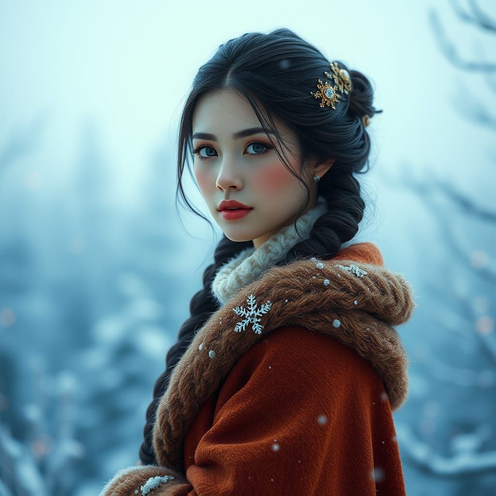 Magical winter, predominantly blue, some elements of silver,...