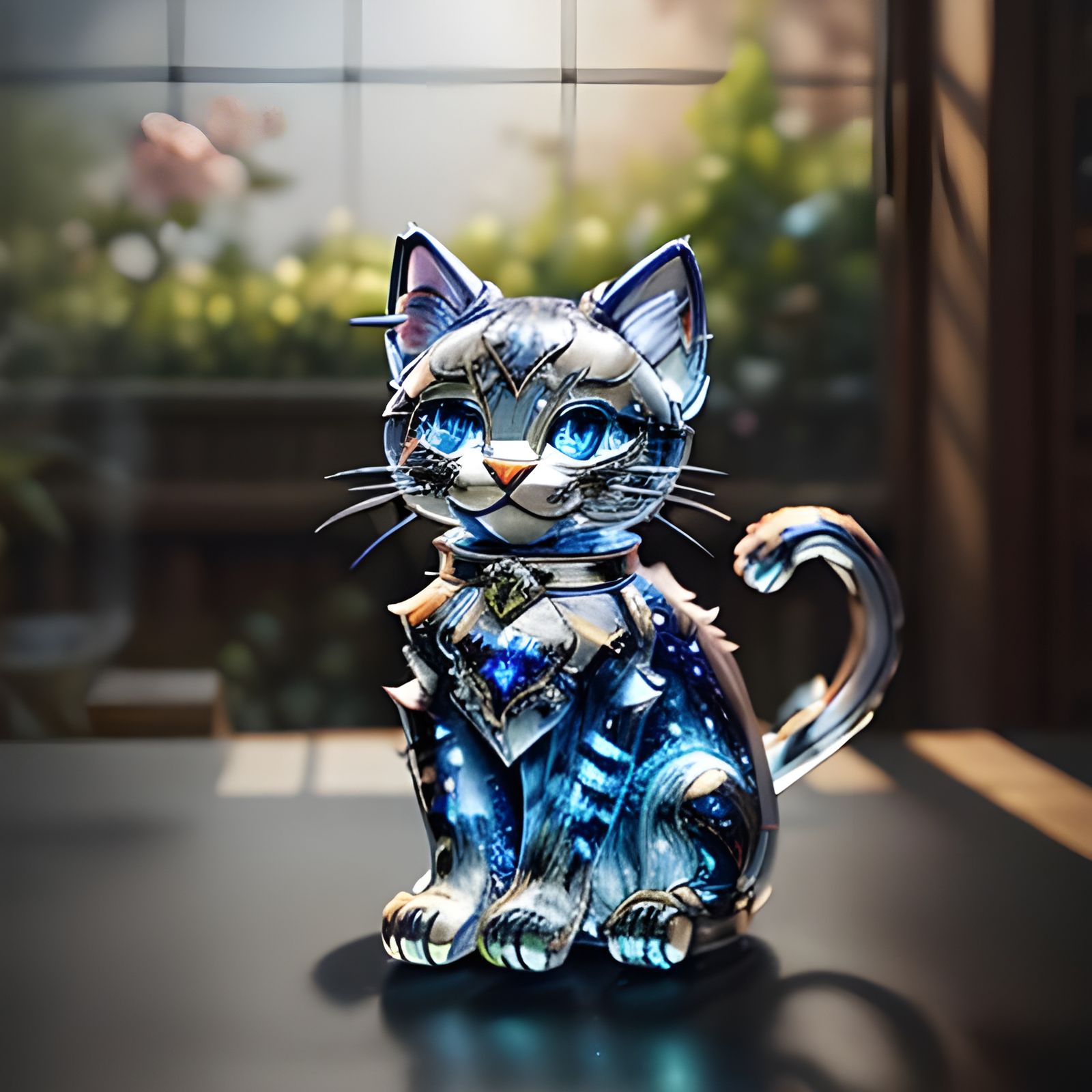 Sparkling Transparent Glass Kitten