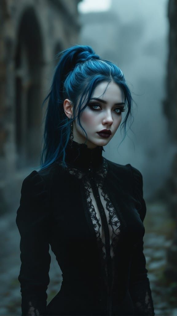 Ethereal Gothic Beauty in Midnight Hues