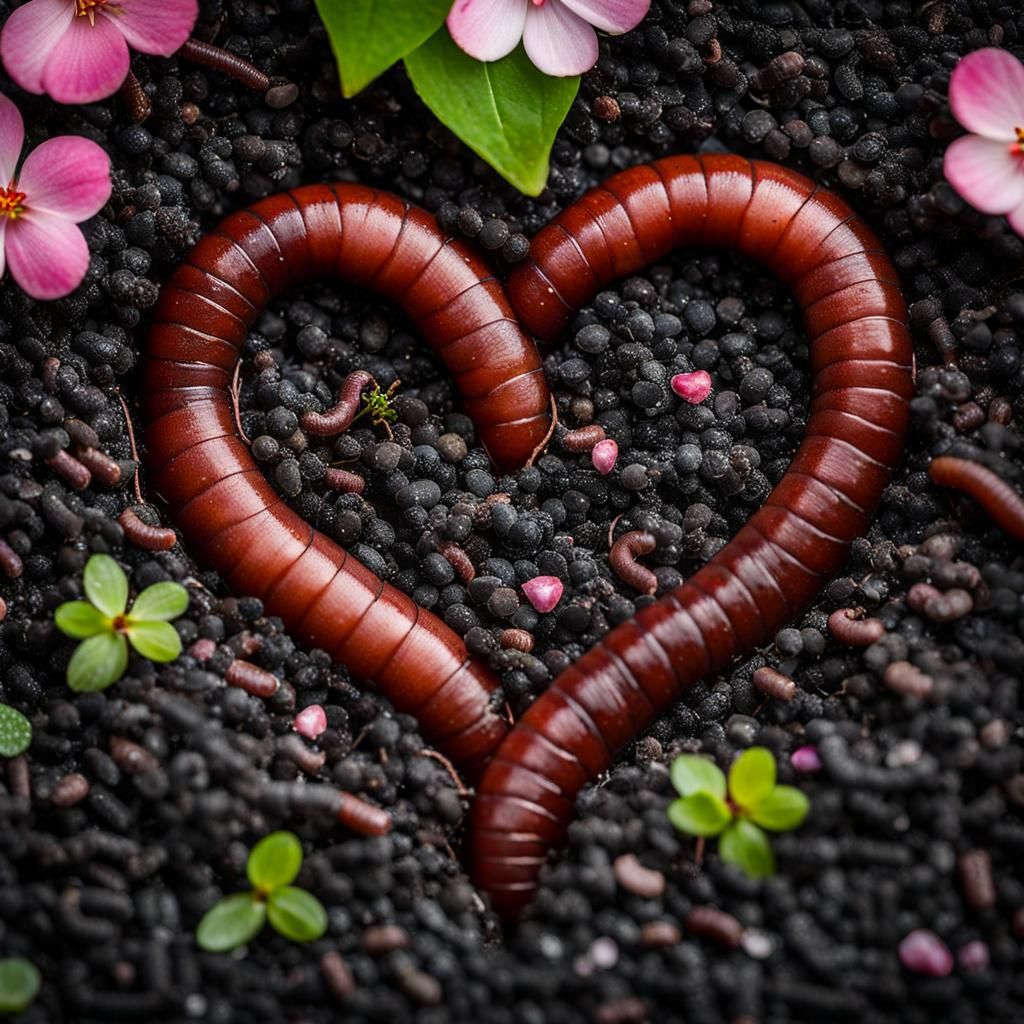 Earthworms Form a Heart on Wet Path