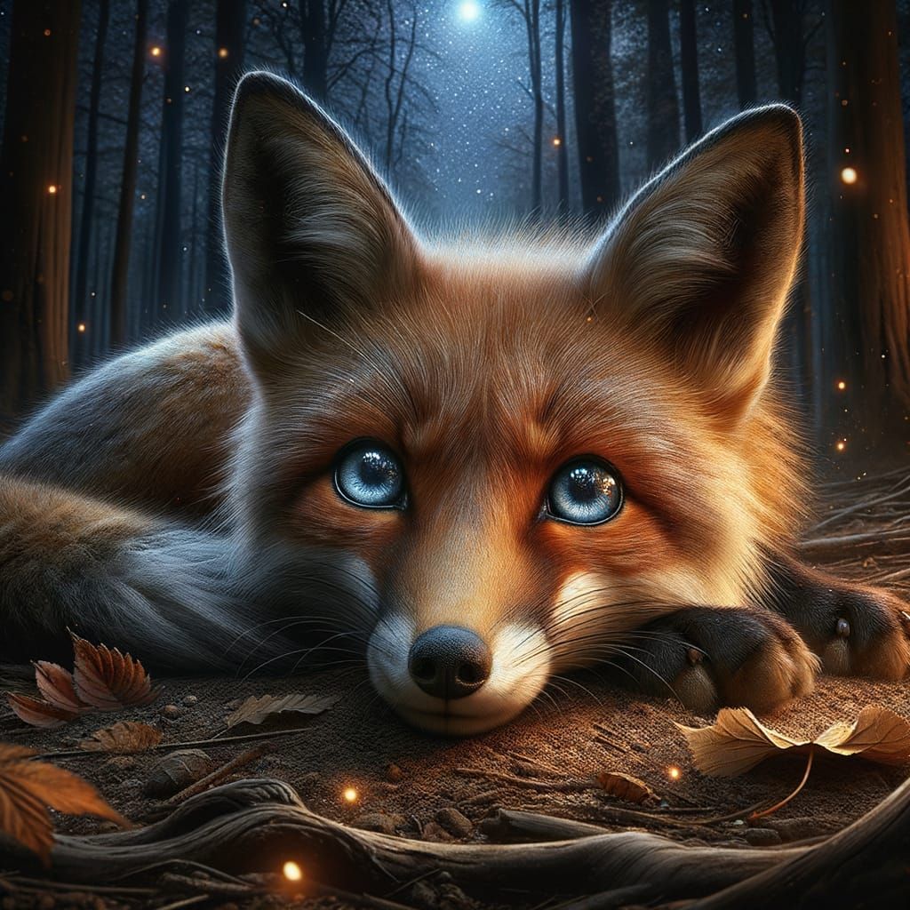 The fox at night