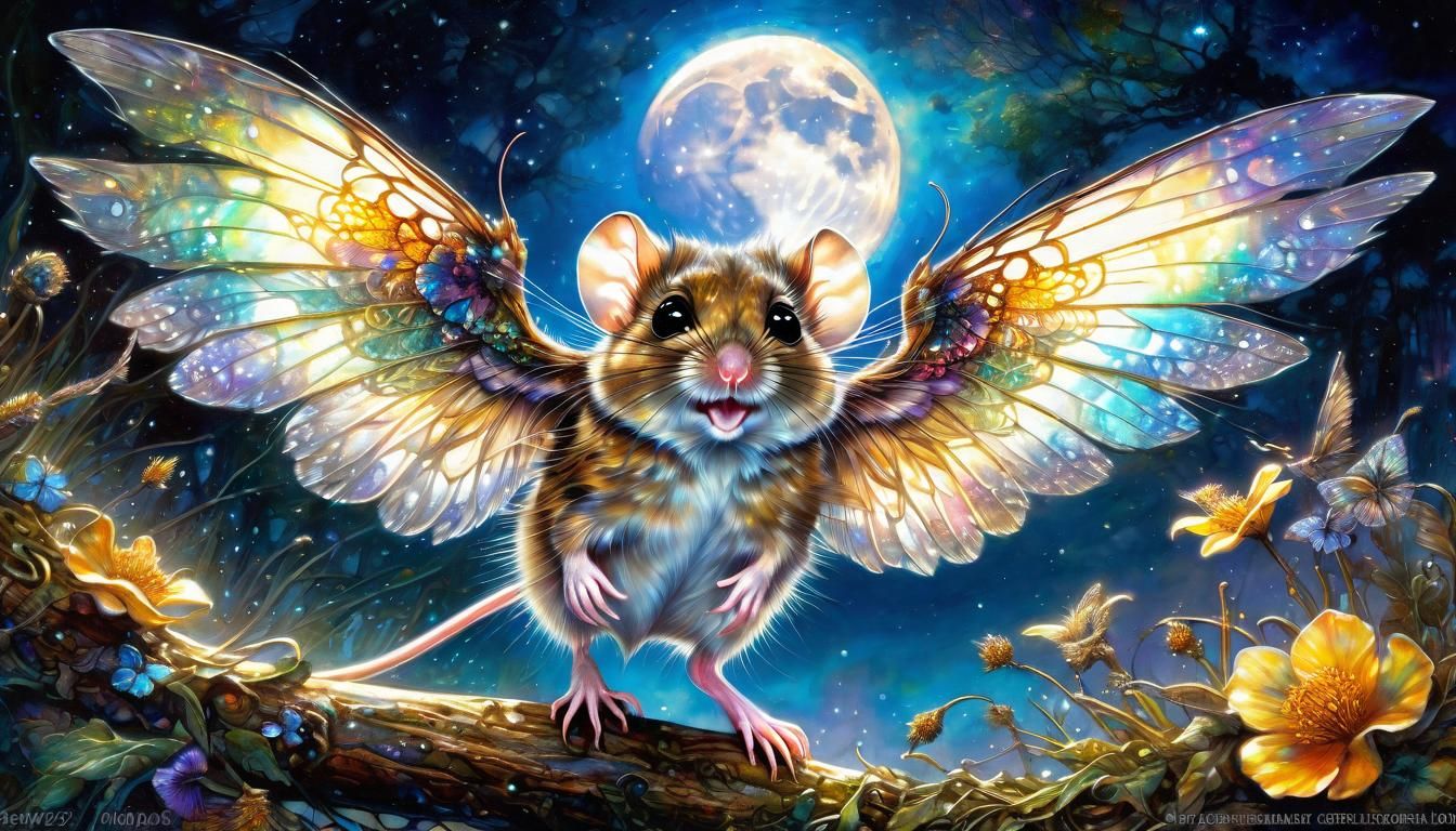 Field Mouse with Owl Wings in Flight