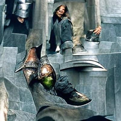 Aragorn Kicks Orc Helmet in Lord of the Rings