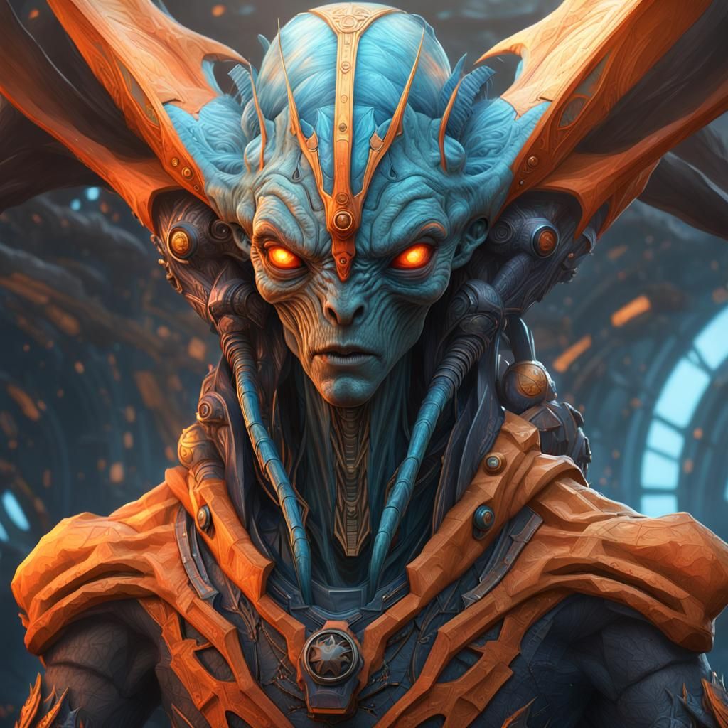 Alien Voodoo Priest in Ornate Portrait, Unreal Engine