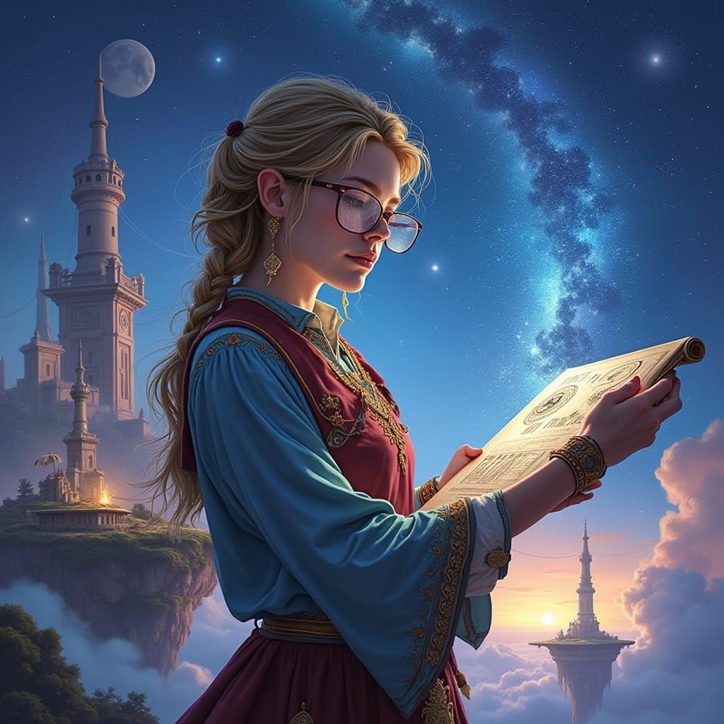 Celestial Architect Designing Cosmic Structures in Hyper-Fan...