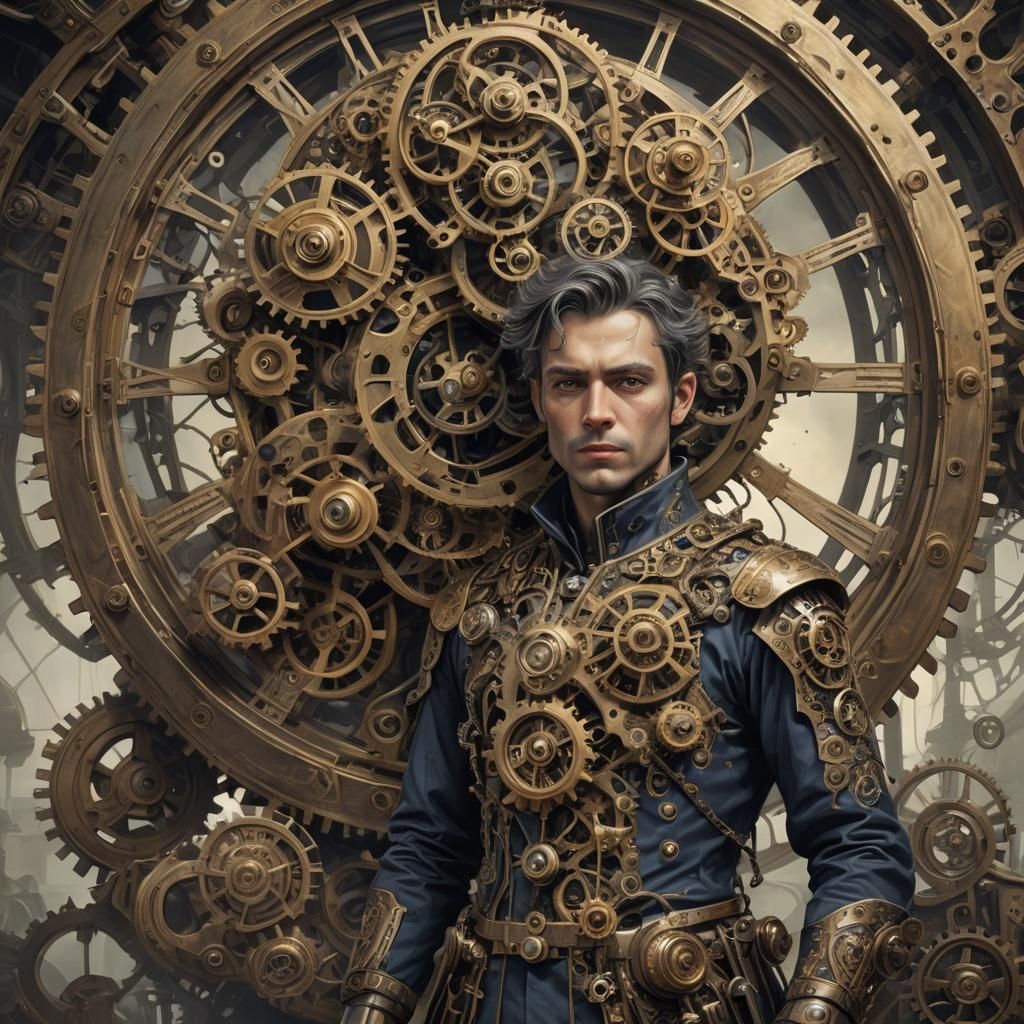 Clockwork Alchemist Transmuting Time in Sci-Fi Style