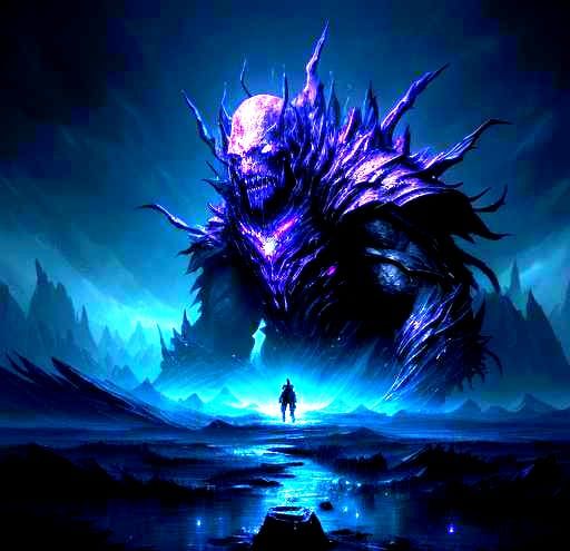 Crystallized Purple Colossus in Fantasy Concept Art