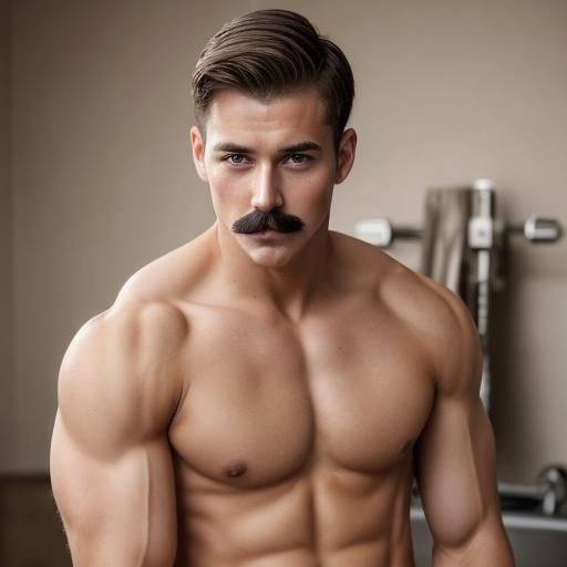 Handsome Shirtless Man with Military Cut