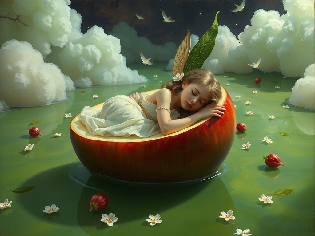 Surreal Beauty Floating in a Toxic Dreamscape