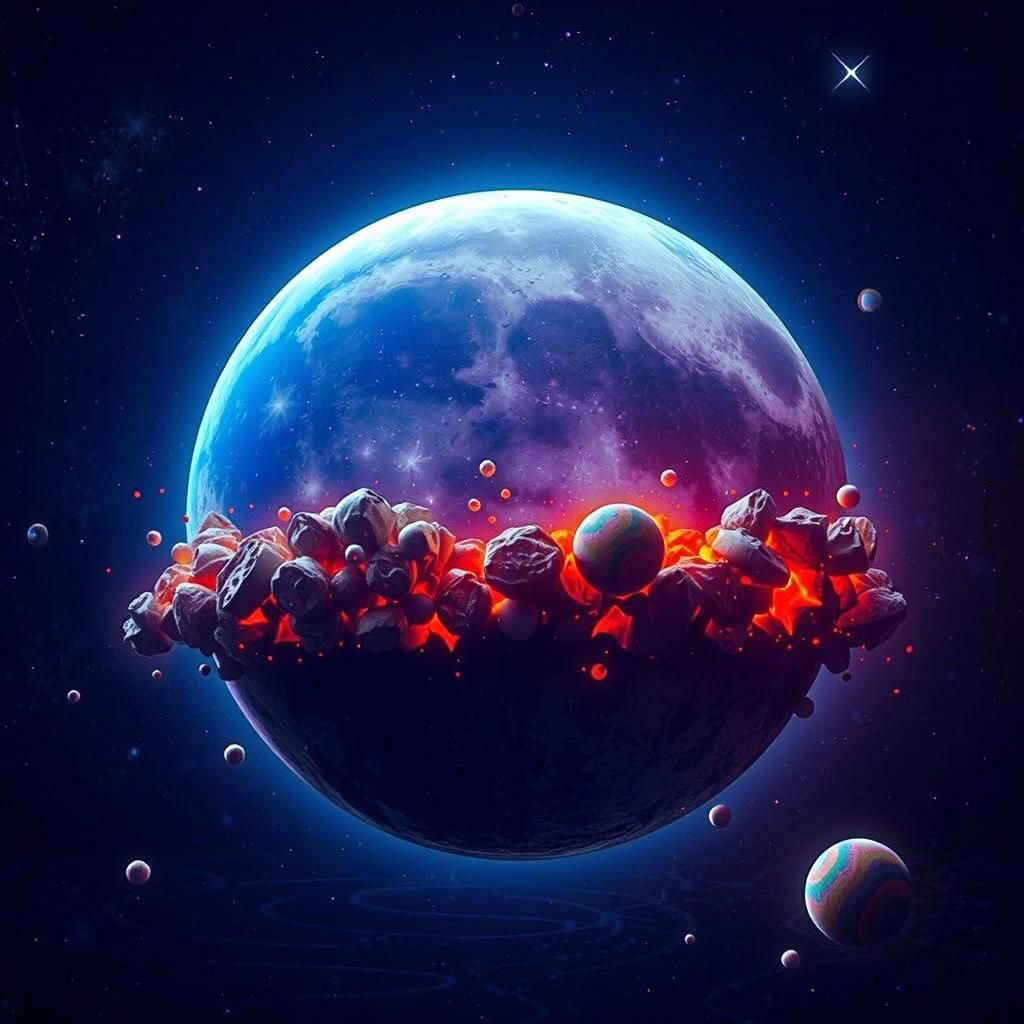 Intergalactic Moon Implosion in Psychedelic Style