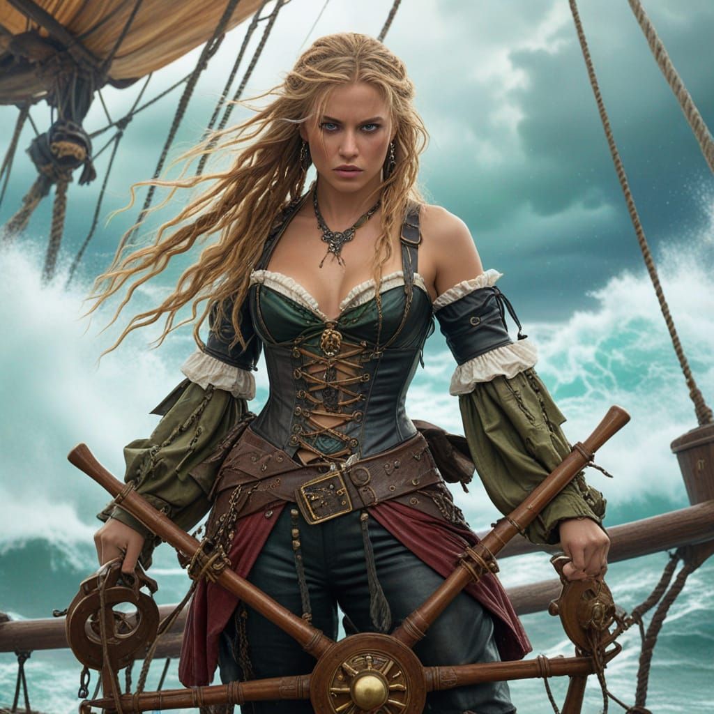 Pirate Queen Commands Storm-Tossed Ship