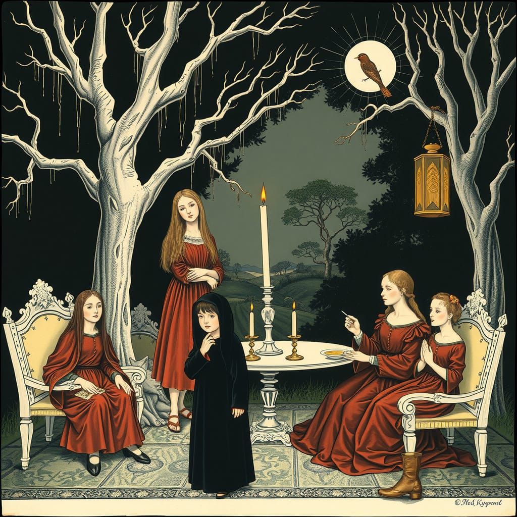 Art Nouveau Gothic Dreamscapes in Gouache