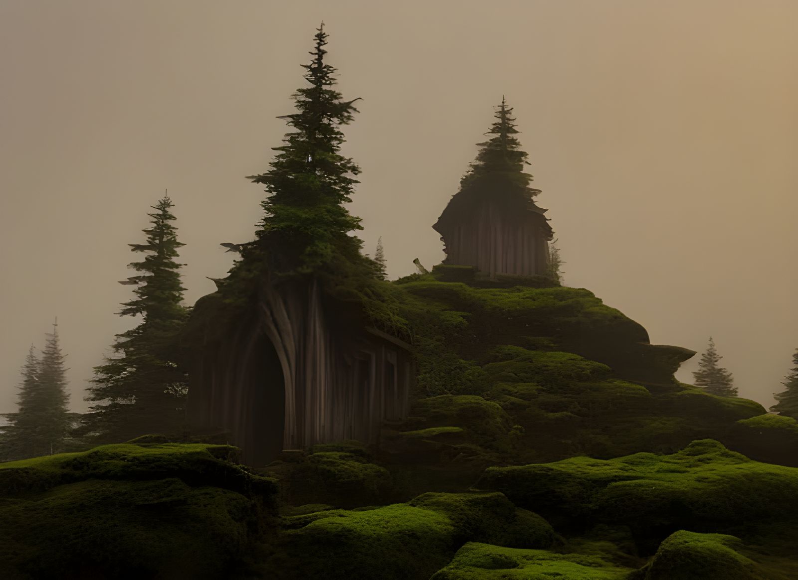 Elven Chapel in Woodsy Fantasy Landscape