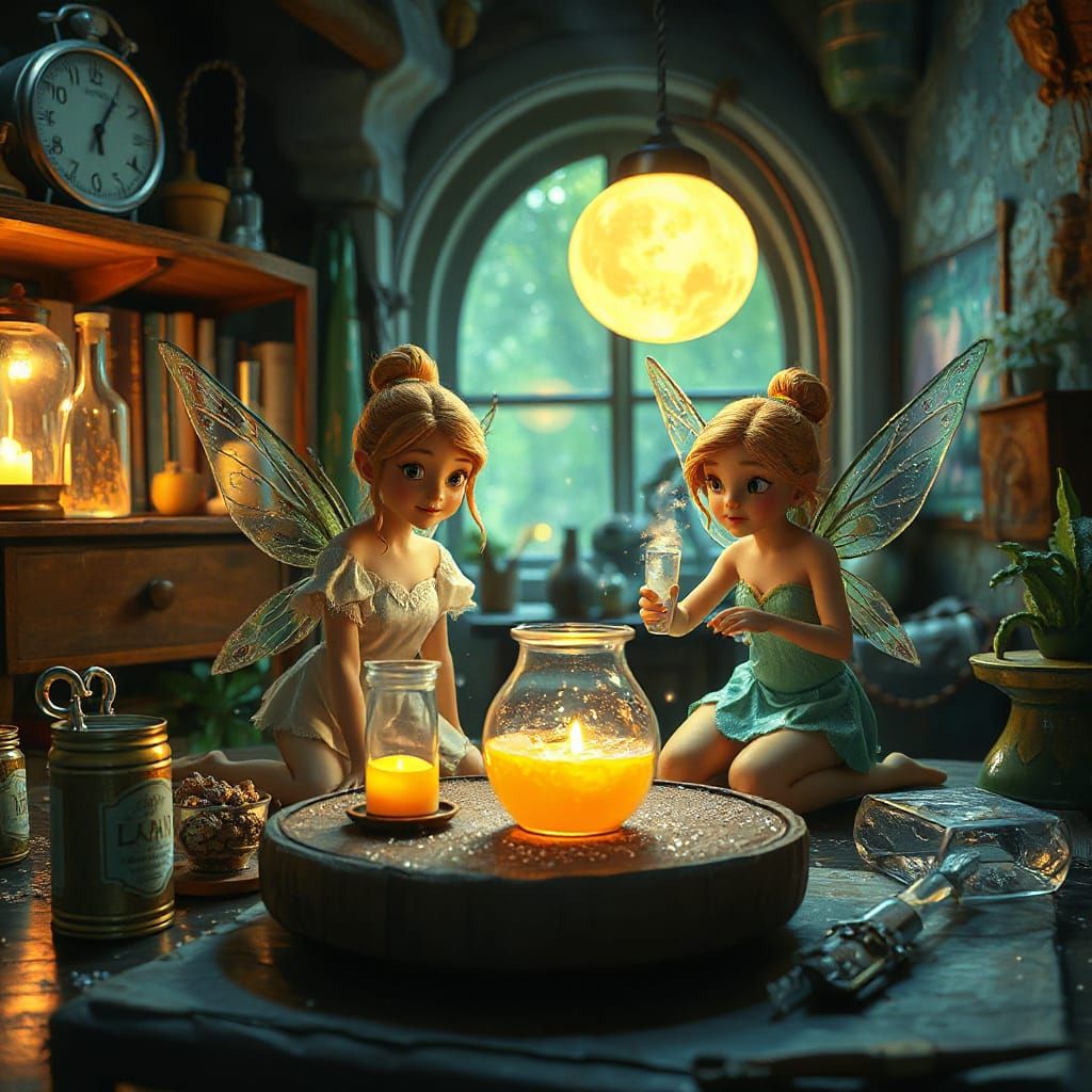 Pixar-Inspired Fairy Laboratory Scene in Hyperealistic Detai...