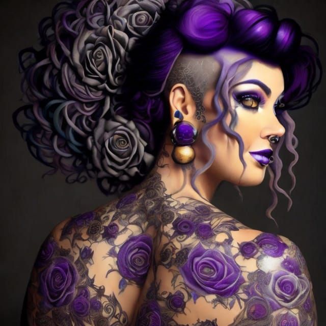 Surreal Fantasy Princess with Intricate Tribal Tattoos