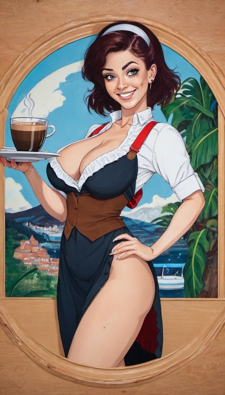 Woman's Piercing Gaze over Coffee