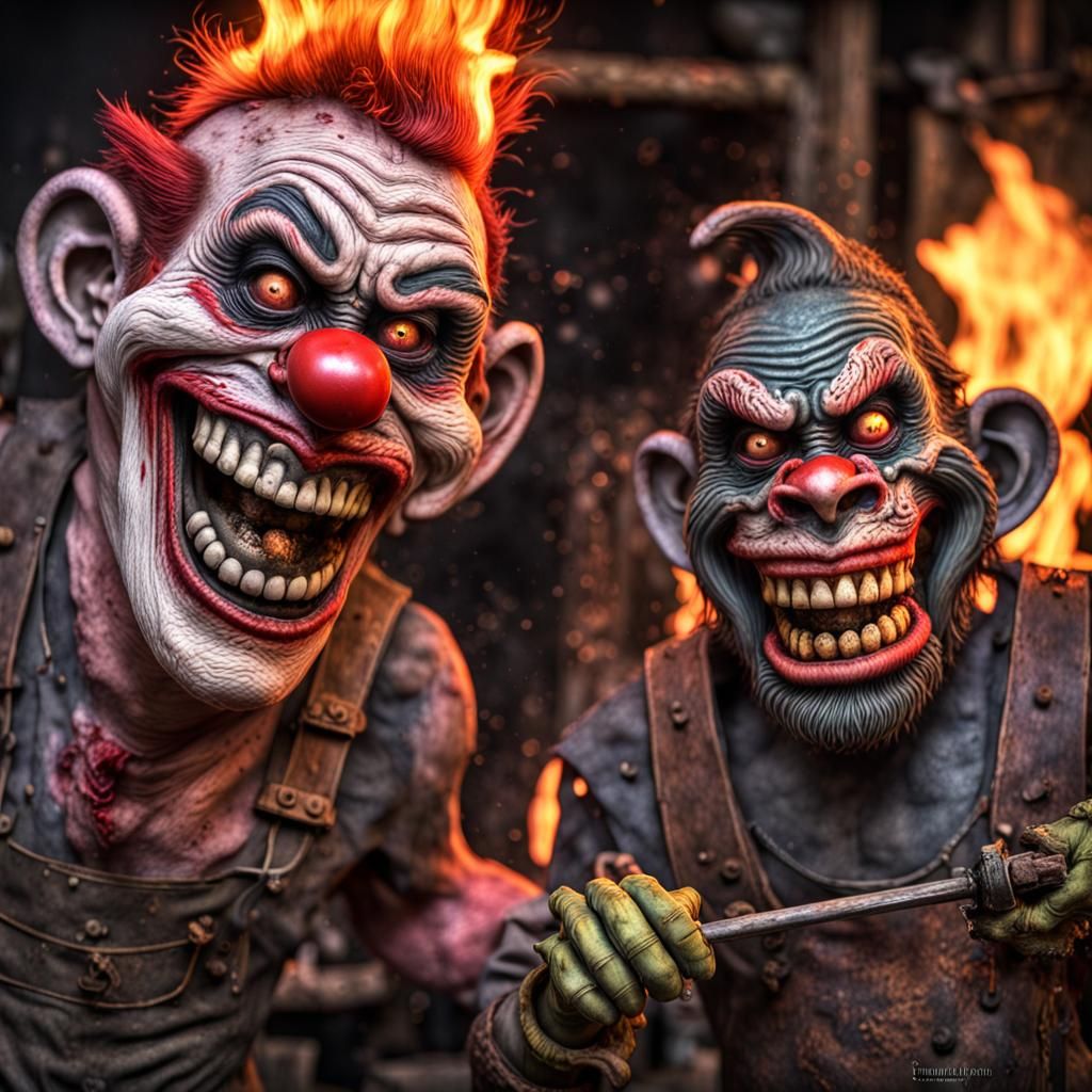 Zombie Monkey Clown Blacksmiths at the Forge