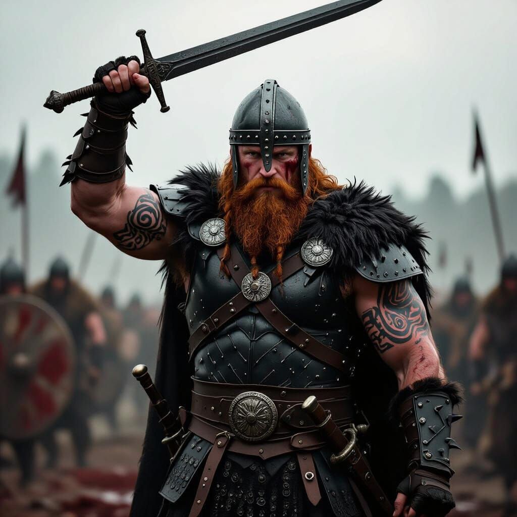 Viking Warrior in Spiked Armor, Ready for Battle