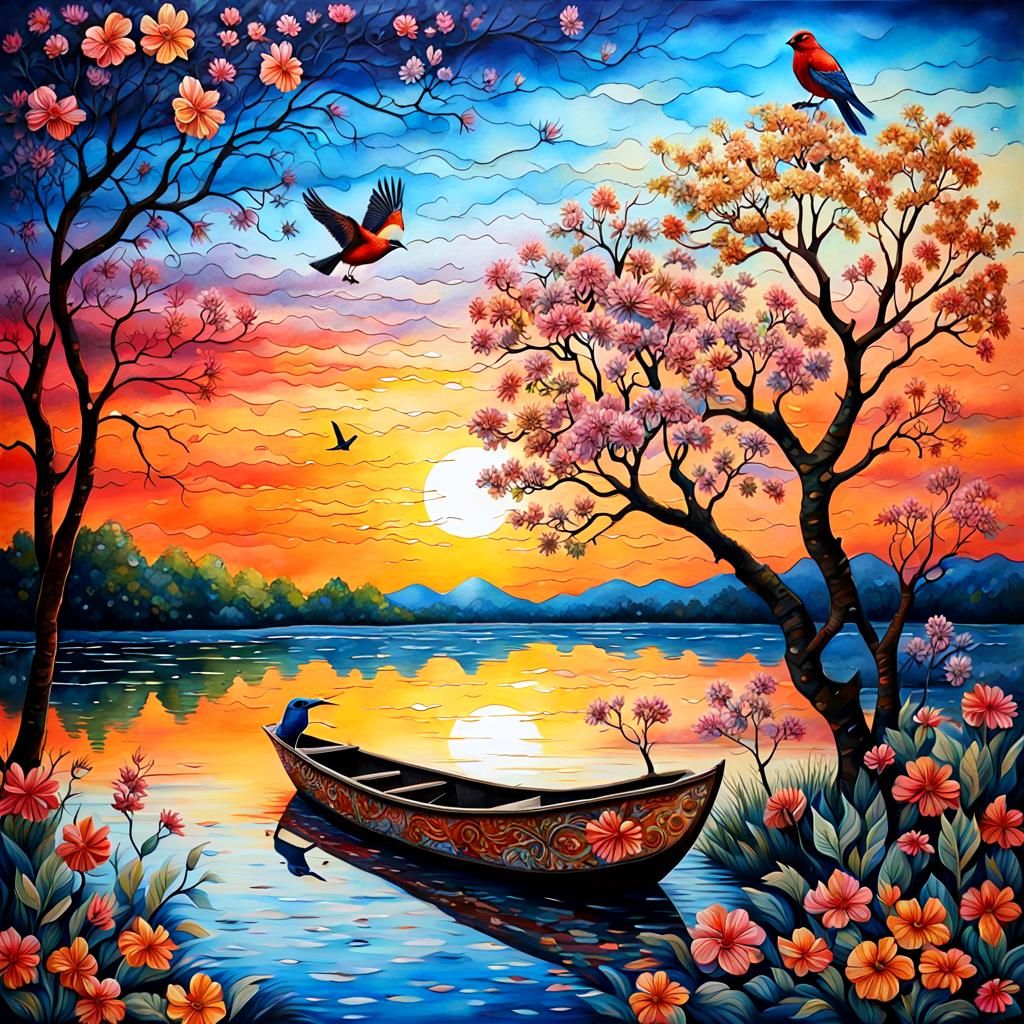Batik style Lake