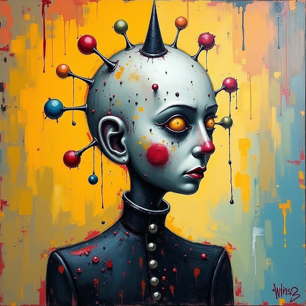 Pinhead in Wonderland: Textured Modern Abstract Art