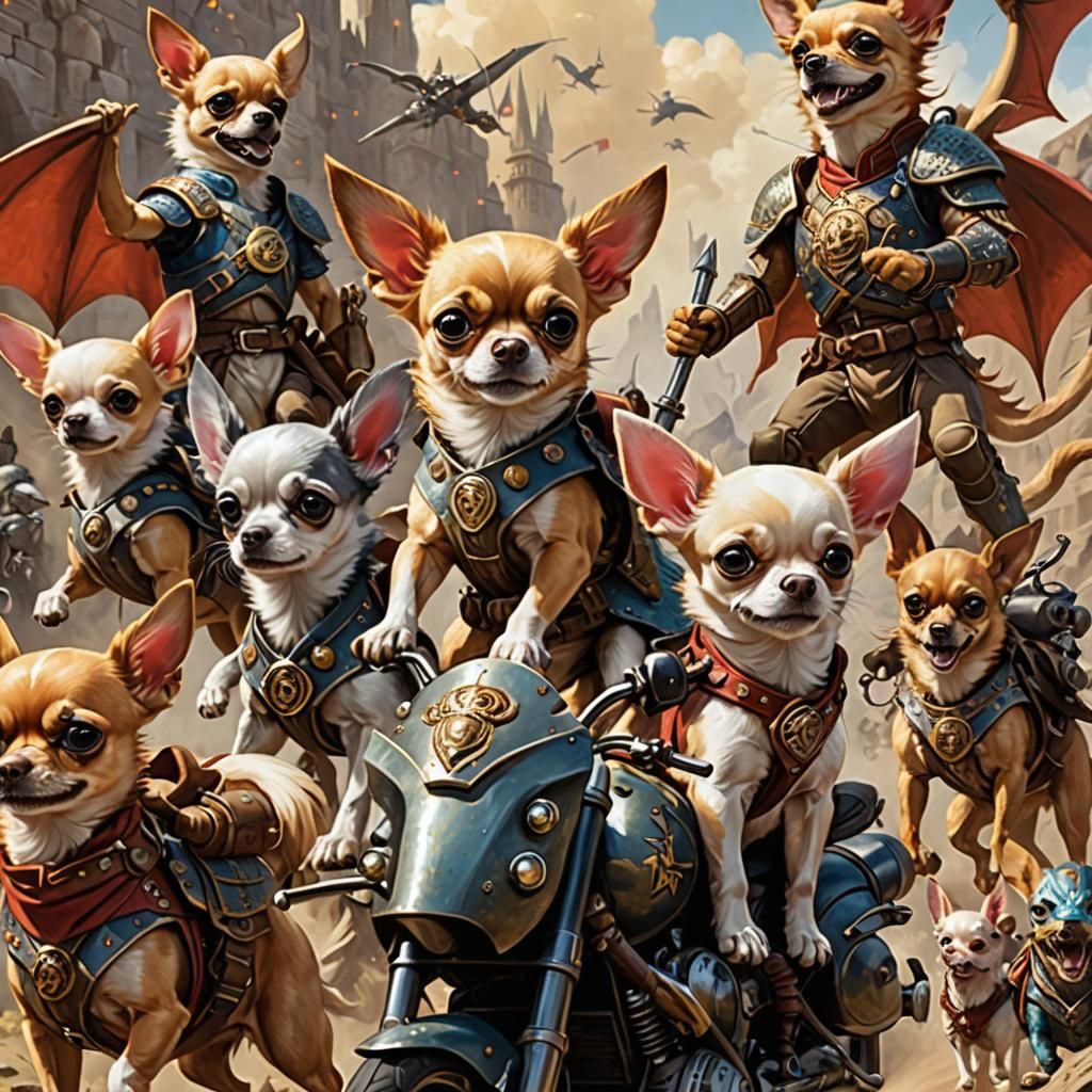 Chihuahuas Ride Dragons to War