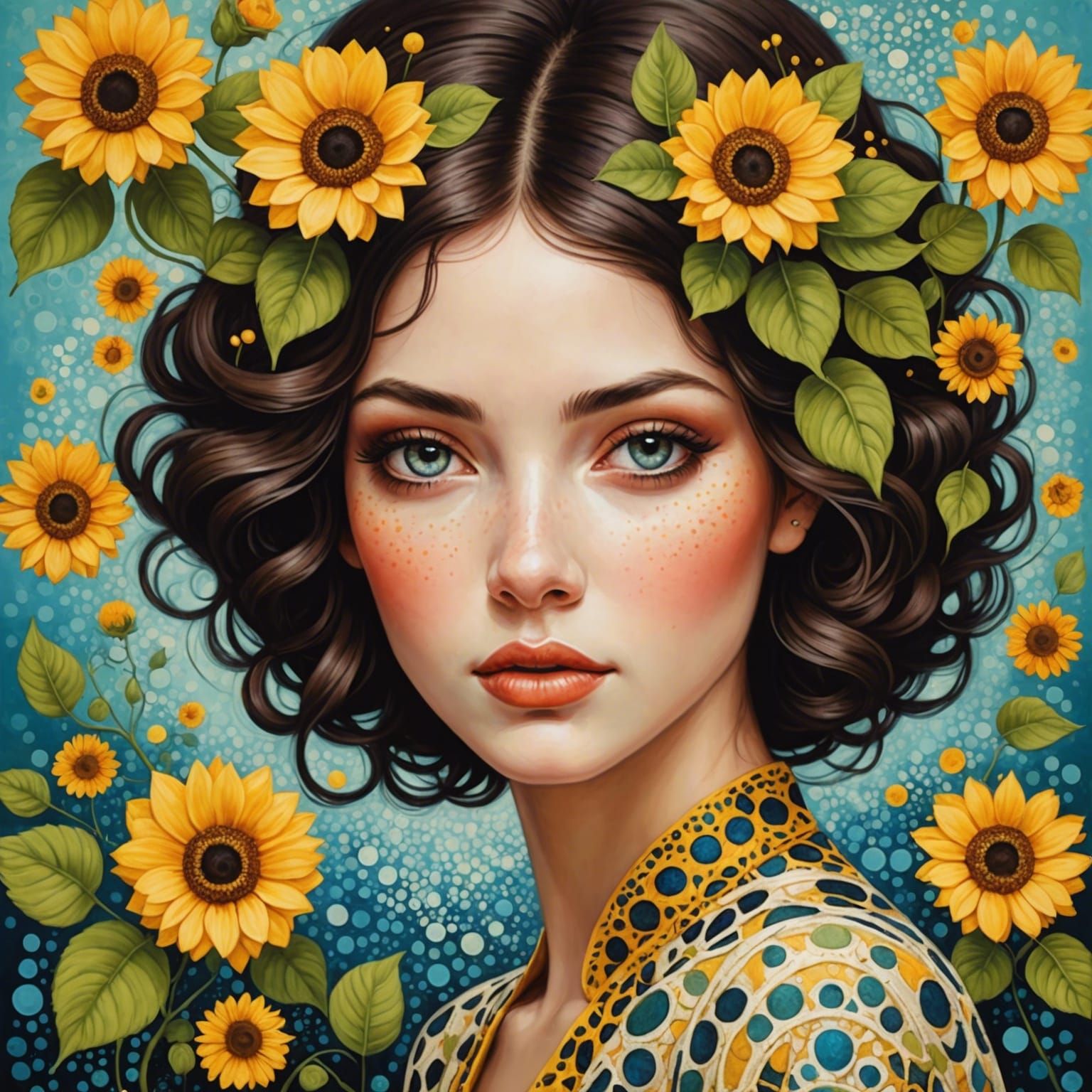 Summer Digital Painting in Pointillist Style