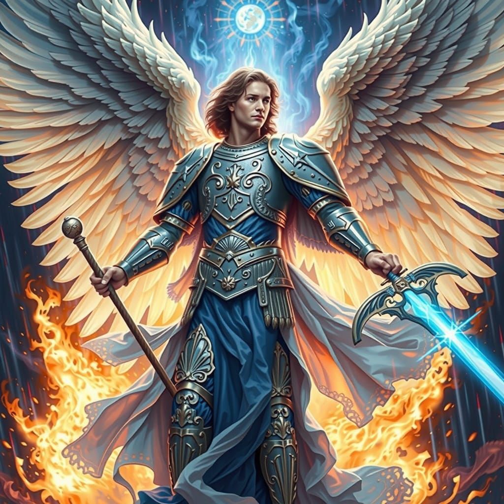 Archangel Michael with Sword of Blue Flame