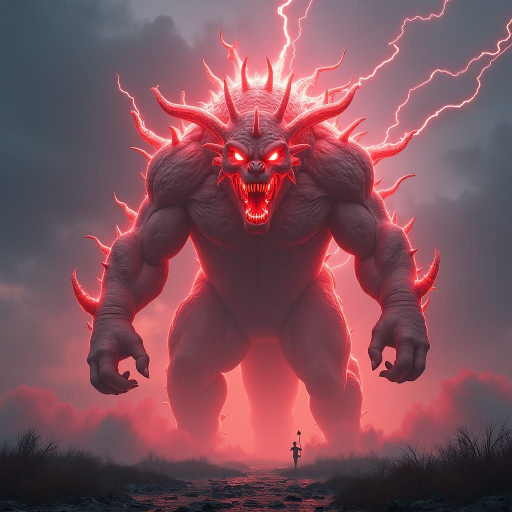 Electrifying Beast in High-Fantasy Matte Painting Style