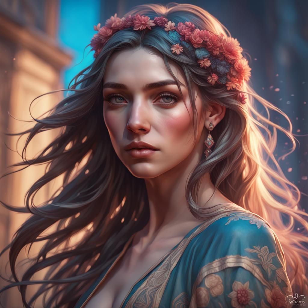 Soulmate Portrait in Artgerm and Mucha Style