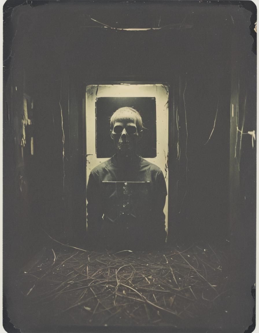 Creepy Long Exposure Polaroid in Weirdcore Style