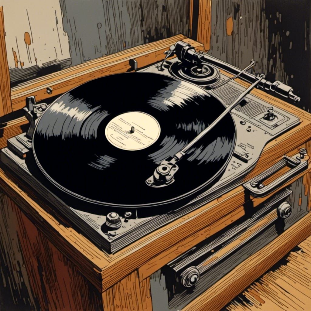 Vinyl Record Spinning on a Turntable with LoRA