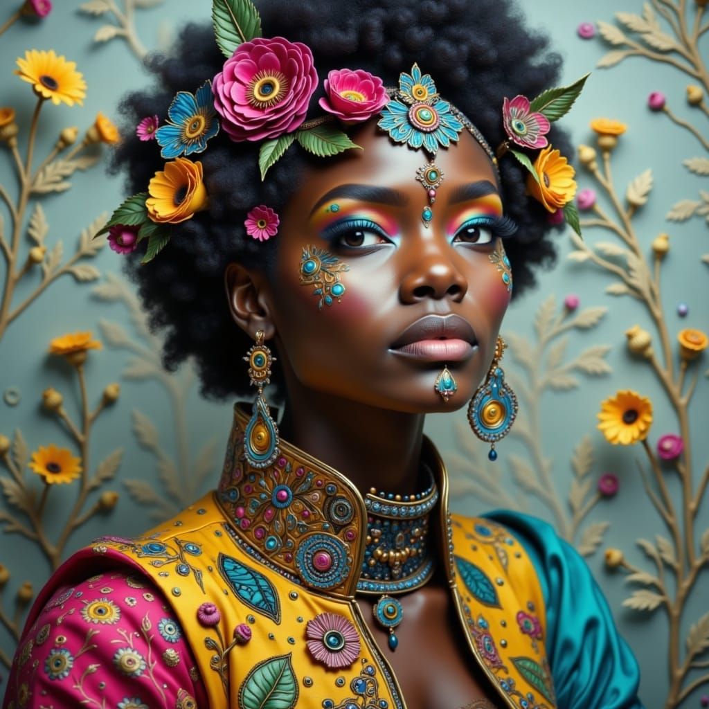 Hyperrealistic Portrait of a Futuristic Fashionista