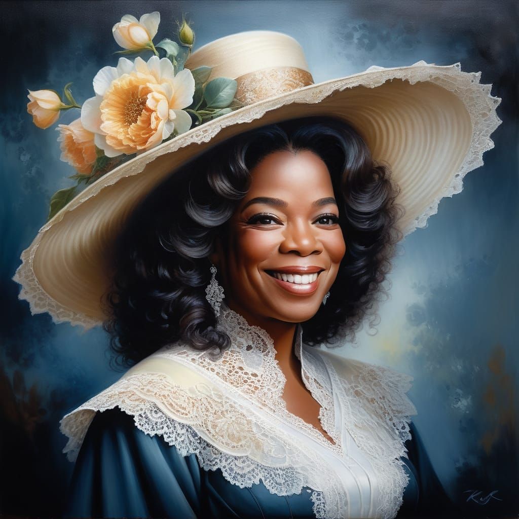 Oprah Winfrey Portrait in Victorian Style, Oil Painting