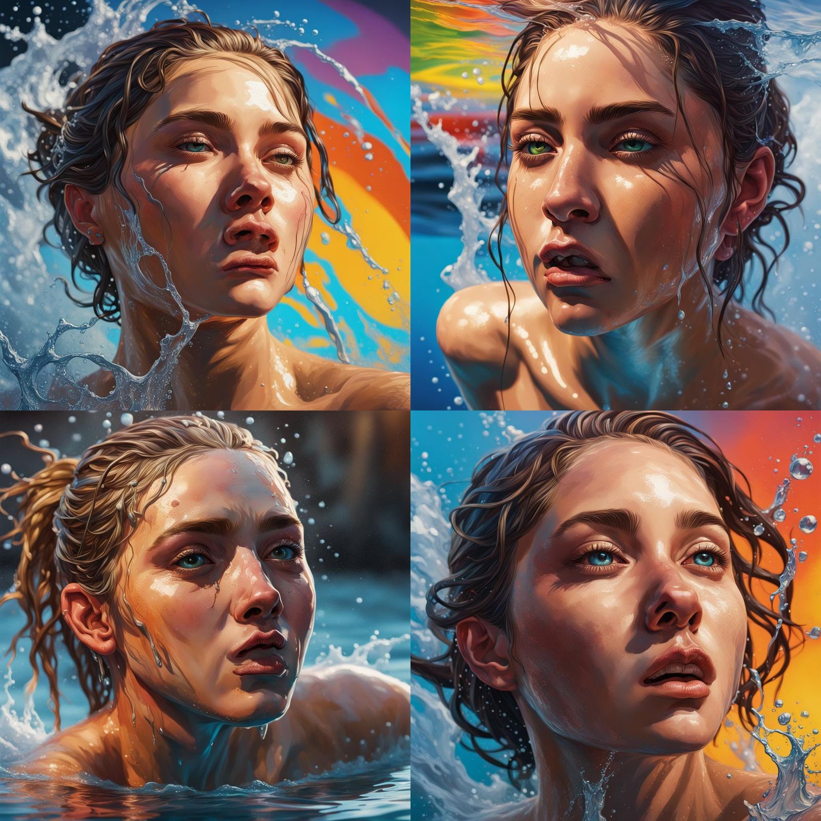 Hyperrealistic Splash Art Portrait with Dramatic Lighting