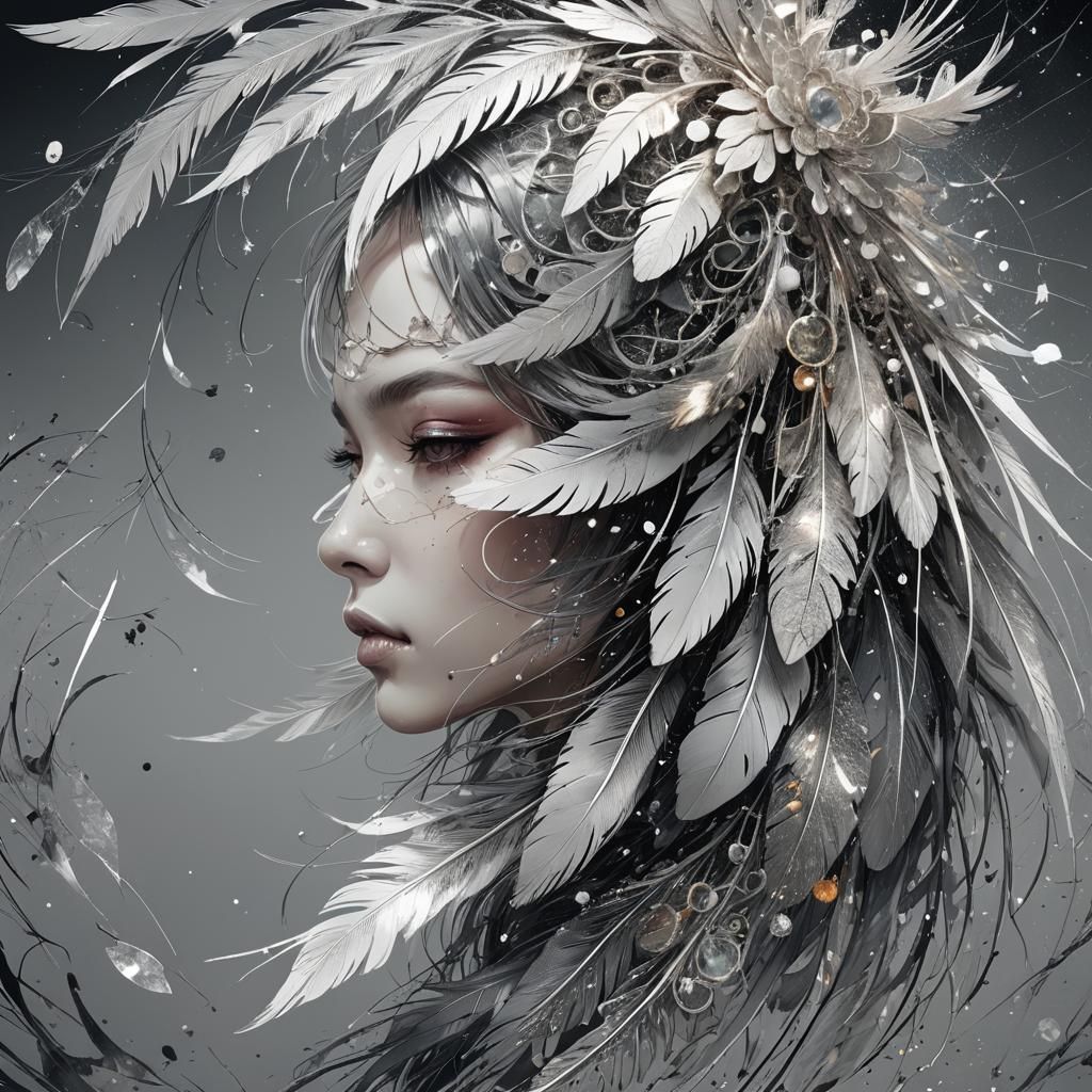 Ornate Feather with Shiny Aura in Digital Painting