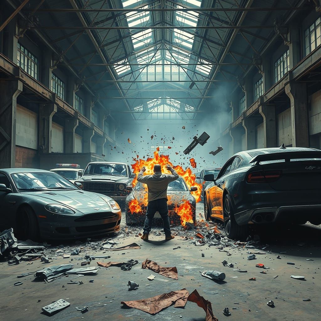 Destruction in a Dimly Lit Warehouse