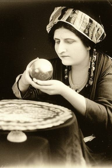 Vintage Fortune Teller with Crystal Ball Photograph