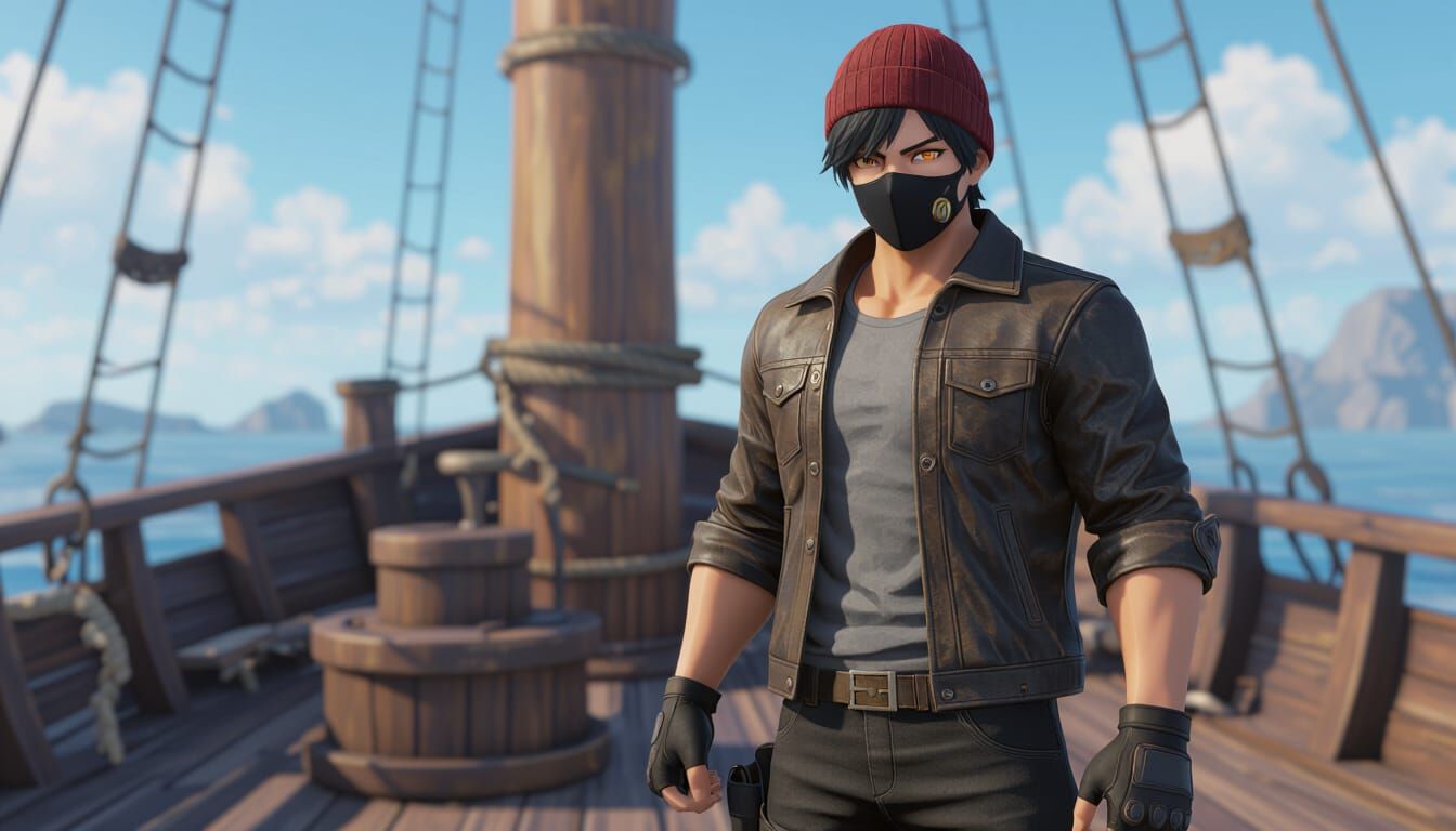 Muscular Man with Golden Eyes and Black Hair in 3D Anime Sty...