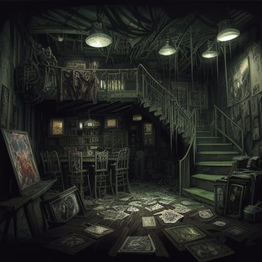 The Joker's Secret Lair Concept Art in Comic Book Style