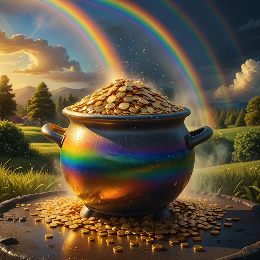 Magical Pot of Gold at Rainbow's End